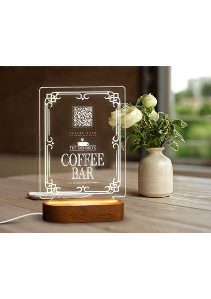 Restoran & Cafe & Barlara Özel LED Lamba Qr Kod Menü, Işıklı Qr Menü, Qr Kodlu Masa Dekoru, Işıklı Pleksi Biblo-12 fiyatları
