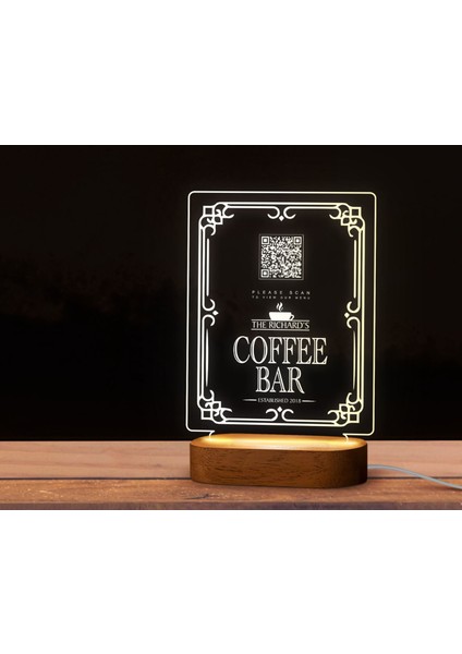 Restoran & Cafe & Barlara Özel LED Lamba Qr Kod Menü, Işıklı Qr Menü, Qr Kodlu Masa Dekoru, Işıklı Pleksi Biblo-12 modelleri