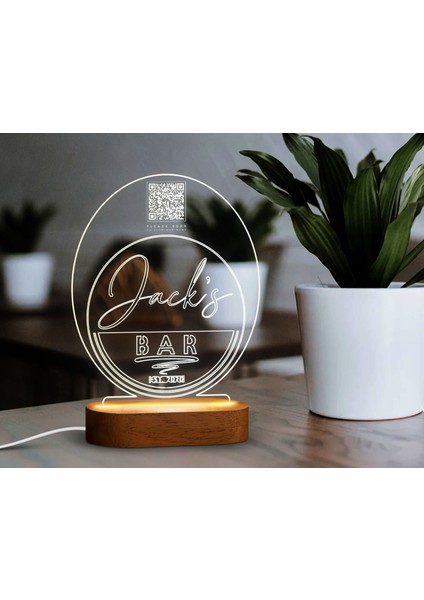 Restoran & Cafe & Barlara Özel LED Lamba Qr Kod Menü, Işıklı Qr Menü, Qr Kodlu Masa Dekoru, Işıklı Pleksi Biblo-5