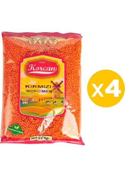 Kırmızı Mercimek 1 kg x 4 Adet