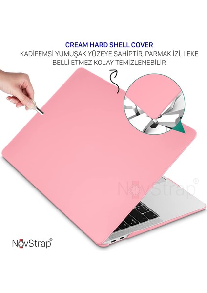 Apple MacBook Air M2 Çip A2681 13.6 Inç 2022 Uyumlu Kılıf Cream Hard Shell Rubber Kapak