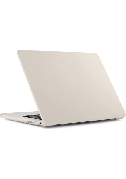 Novstrap Apple MacBook Air M2 Çip A2681 13.6 Inç 2022 Uyumlu Kılıf Cream Hard Shell Rubber Kapak