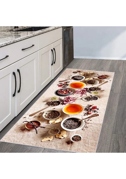 Dijital Baskı Yıkanabilir Kaymaz Taban Mutfak Halısı RVG2071