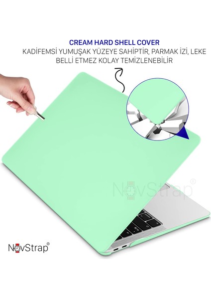 Novstrap Apple MacBook Pro M1 M2 Çip 13.3" A2338 ile Uyumlu Kılıf Cream Hard Shell Rubber Kapak