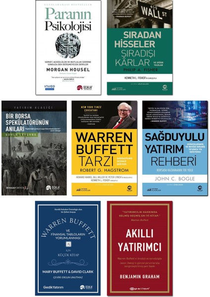 Paranın Psikolojisi + Sıradan Hisseler Sıradışı Kârlar + Bir Borsa Spekülatörünün Anıları + Warren Buffett Tarzı + Sağduyulu Yatırım Rehberi + Finansal Tablolar + Akıllı Yatırımcı / 7li