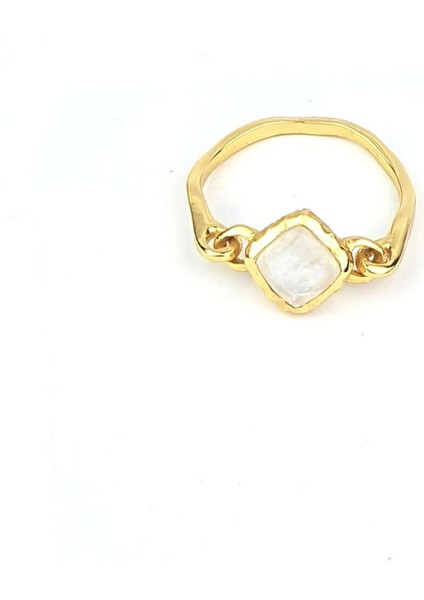 Ay Taşı 925AYAR Gümüş Üzerine Altın Kaplama Doğal Taş Yüzük fiyatları