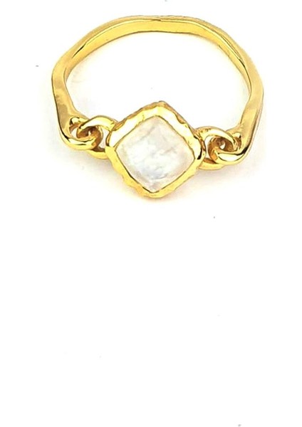 Ay Taşı 925AYAR Gümüş Üzerine Altın Kaplama Doğal Taş Yüzük modelleri