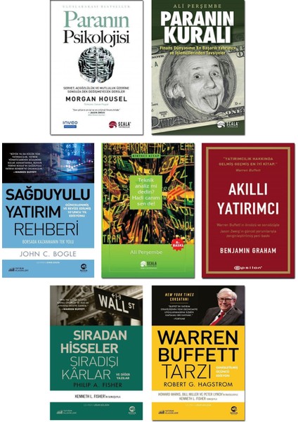 Paranın Psikolojisi + Paranın Kuralı + Sağduyulu Yatırım + Teknik Analiz Mi Dedin? Hadi Canım Sen De + Akıllı Yatırımcı + Sıradan Hisseler Sıradışı Kârlar + Warren Buffett Tarzı
