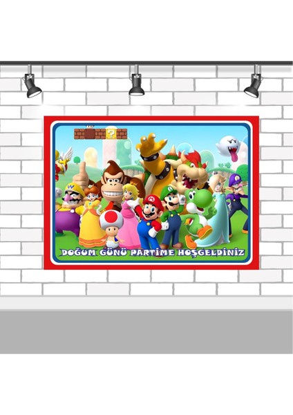 Süper Mario Parti Malzemeleri Super Mario Doğum Günü Afişi 100X140 cm