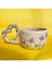 Blue Flowers Çiçek Desenli Kalp Kulplu El Yapımı Seramik Mug 200 ml 5