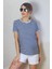 Kadın Lacivert Beyaz Çizgili Basic T-Shirt 2