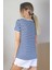 Kadın Lacivert Beyaz Çizgili Basic T-Shirt 4