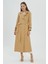 Kruvaze Yaka Kol Detaylı Bej Trençkot 13026 1