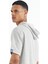 Gri Melanj Kapüşonlu Kol Etiket Detaylı Oversize Erkek T-shirt - 88179 3