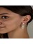 Swarovski Crystal Taşlı Gümüş Kalp Salkım Sallantılı Çivili Kadın Küpe 1