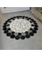 Yuvarlak Krem Gri Dana Derisi Puantiyeli Halı 150 x 150 cm 4