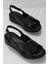 Siyah Leather Kadın Sandalet K05907001803 1