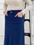 Nakışlı Kontrast Ipli Gabardin Etek - Indigo 3