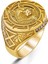 Beyaz Zirkon Taşlı Kurt Başlı ve Kurt Figürlü Altın Kaplama Gümüş Yüzük 1