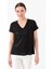 Kadın V Yaka Cepli Penye T-Shirt Siyah 3