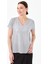 Kadın V Yaka Cepli Penye T-Shirt Gri 2