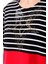 Kadın Sıfır Yaka Çizgi Önü Taşlı Penye T-Shirt Siyah 3