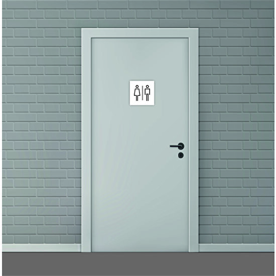 Hakan Reklam Erkek Kadın Wc Tuvalet Kapı Üzeri Kendinden Yapışkanlı Folyo Dijital Baskı Etiket (Sticker)