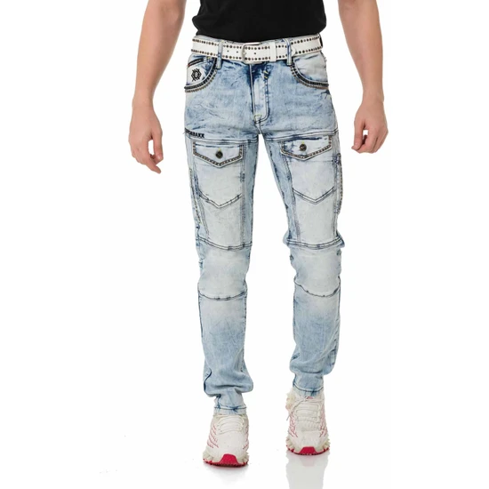 Cipo & Baxx CD810 Modern Fit Buz Mavisi Cepli Jeans