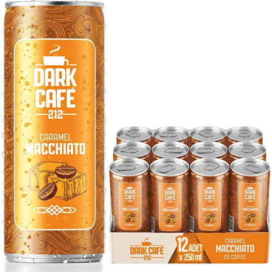 Dark Café 212, Soğuk Kahve, Caramel Macchiato, 250 ml (12'li Paket, 12 adet x 250 ml)