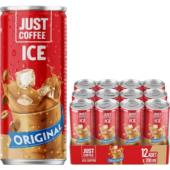 Just Coffee, Soğuk Kahve, Original, 200 ml (12'li Paket, 12 adet x 200 ml)