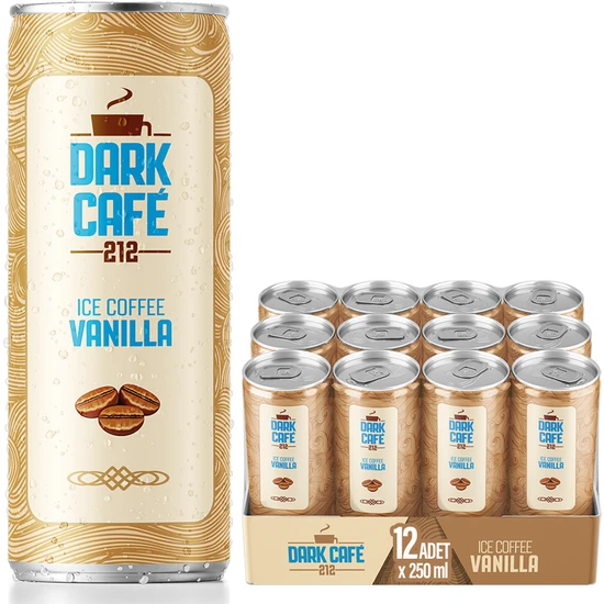 Dark Café 212, Soğuk Kahve, Vanilla, 250 ml (12'li Paket, 12 adet x 250 ml)