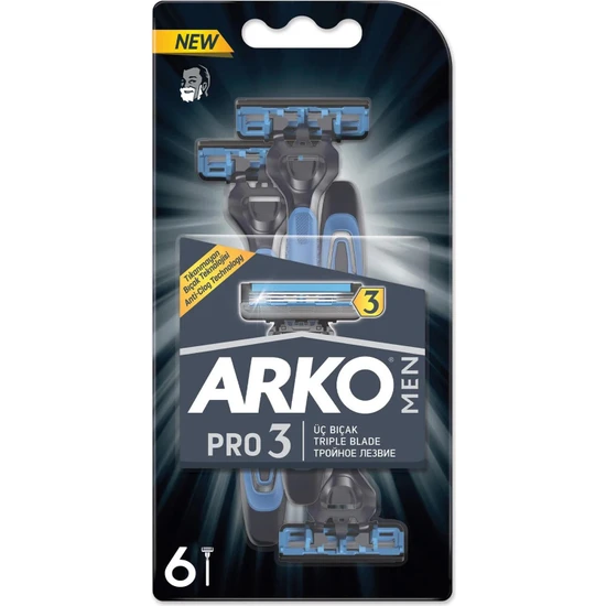 Arko Men Pro 3 Üç Bıçaklı Tıraş Bıçağı 6 Lı