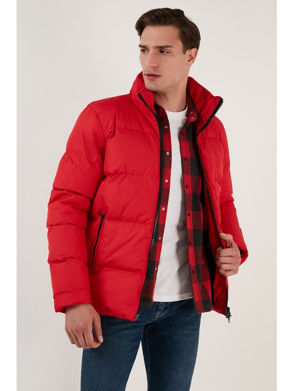 Buratti Dik Yaka Fermuarlı Suya ve Rüzgara Karşı Dayanıklı Slim Fit Şişme Mont Erkek Mont 649004