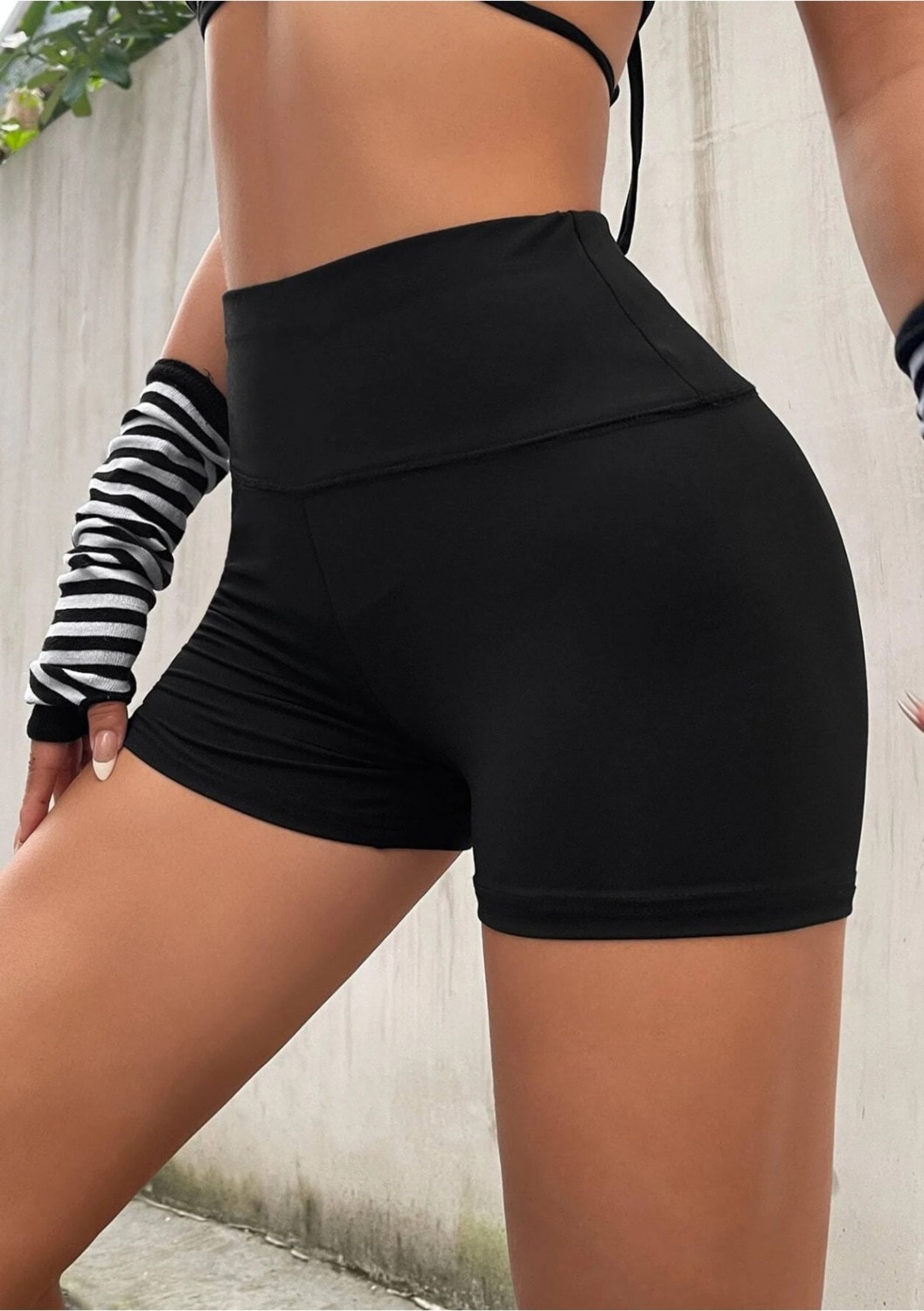Fancy&Dancy Kadın Siyah Yüksek Bel Spor Kısa Şort Tayt 4096