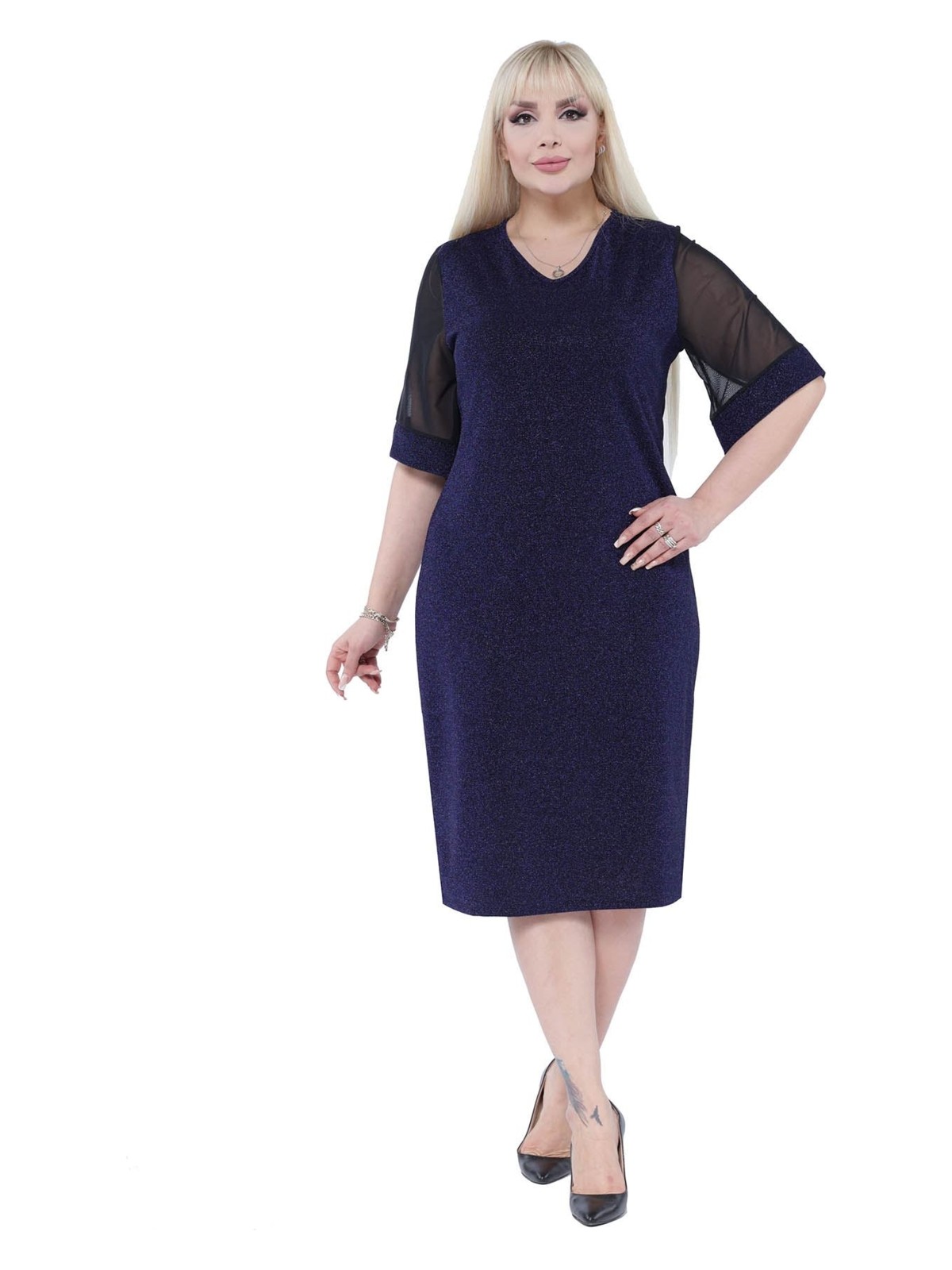 Modayız Işıltılı Şık Büyük Beden Elbise 5D-2302 - Görsel 4