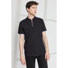 Altınyıldız Classics Siyah Slim Fit Dar Kesim Polo Yaka Pamuklu Kısa Kollu Tişört