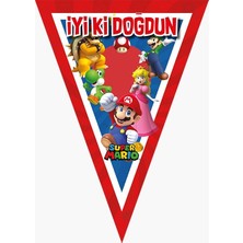 Parti Furyası Super Mario Doğum Günü Konsepti Büyük Boy Afiş 50X70 cm 16 Kişilik Super Mario  doğum Günü Seti 