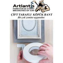 Artlantis Çift Taraflı Bant Köpük Bant 19MM x 2mt 3 Adet Çerçeve Tablo Halı Yapıştırma Bandı Iç ve Dış Mekan Süper Güçlü Köpük Bant