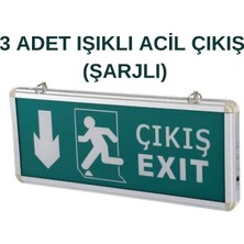 Cata Acil Çıkış Uyarı Levhası Aşağı Ok Şarjlı İşıklı 3 Adet