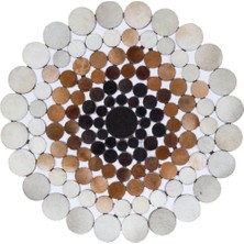 Dericibey Beyaz ve Kahverengi Puantiyeli Yuvarlak Halı 180 x 180 cm