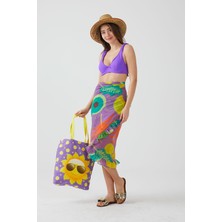 Ays Home  Ays Home Moda Ananas Desen Fırfırlı Pareo Plaj Elbisesi