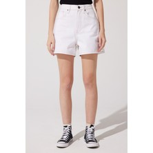 Lee Regular Fit Normal Kesim %100 Pamuk Yükske Bel Kırık Beyaz Jean Kot Şort