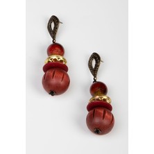 Lila Rosa Etnik Otantik Doğal Taşlı Küpe