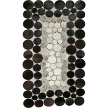 Dericibey Siyah & Beyaz Doğal Dana Derisi Puantiyeli Patchwork Halı 240 x 340 cm
