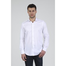 Daniel Bessi Slim Fit Uzun Kollu Beyaz Erkek Gömlek 480-002