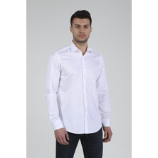 Daniel Bessi Slim Fit Uzun Kollu Beyaz Erkek Gömlek 480-002