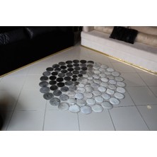 Dericibey Yuvarlak Gri Dana Derisi Puantiyeli Halı 180 x 180 Cm