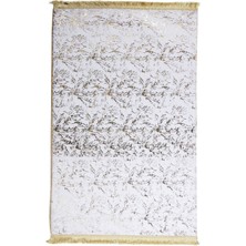 Dericibey Gold Varaklı Kuş Ayağı Modelli Beyaz Peluş Halı 120 x 180 Cm