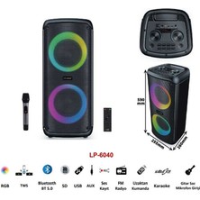 Leader LP-6040 6.5 Incx2 Rgb Taşınabilir Ses Sistemi