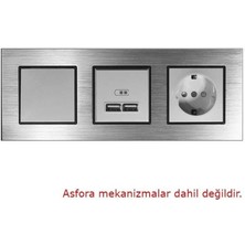 Arvehu Electric Asfir Schneider Asfora Serisine Özel Üçlü Gümüş Alüminyum Anahtar Priz Çerçevesi